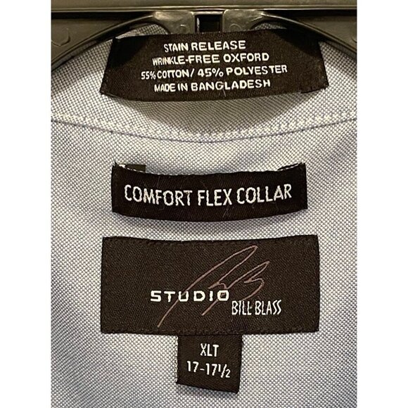 Bill Blass Studio Mens XLT Light Blue Button-Up Shirt With Comfort‎ Flex Collar - Picture 3 of 11